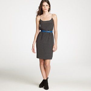 NWOT J. Crew 100% Silk Blouson Midi Dress in Polka Dot Black - Sz 2/XS